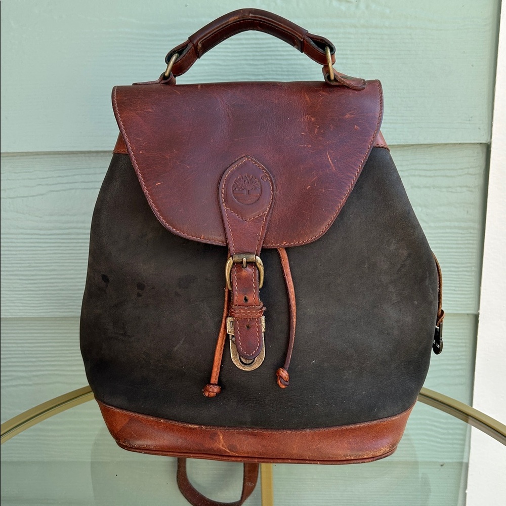 Timberland Brown and Dark Brown Leather Backpack